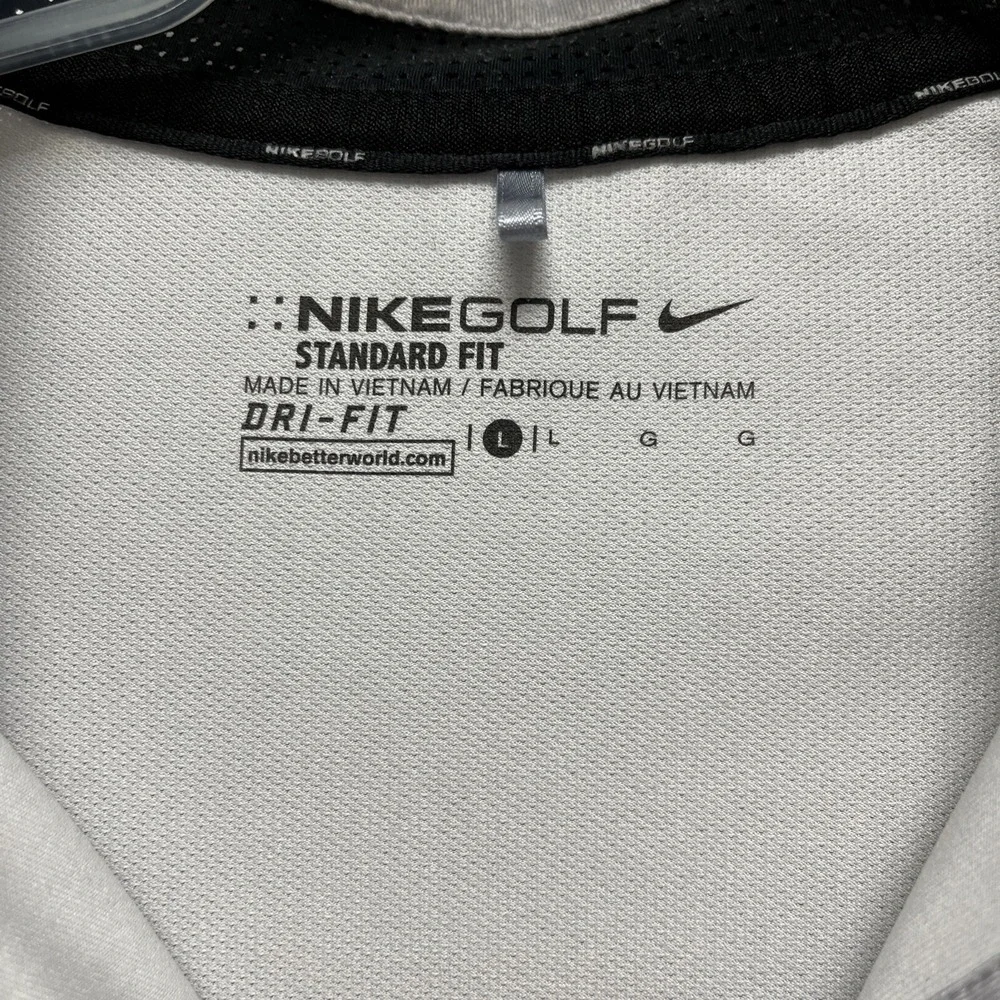 Nike Men's Golf Dry Fit Large Gray And Red WoodField Golf Course On Sleeve
